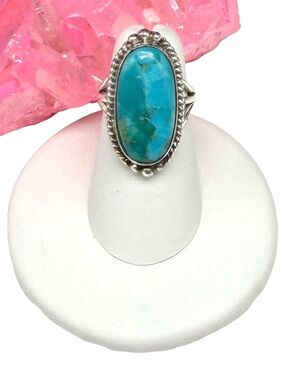 Kingman Turquoise Ring Size 5 Solid 925 Sterling Silver Oval